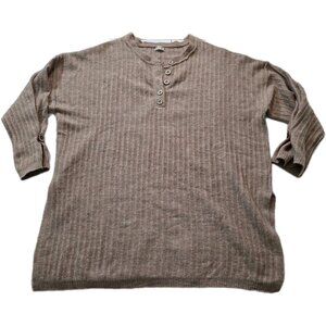 Intimately FP Tunic Sweater Womens L Brown LS Oversized Around The Clock Henley